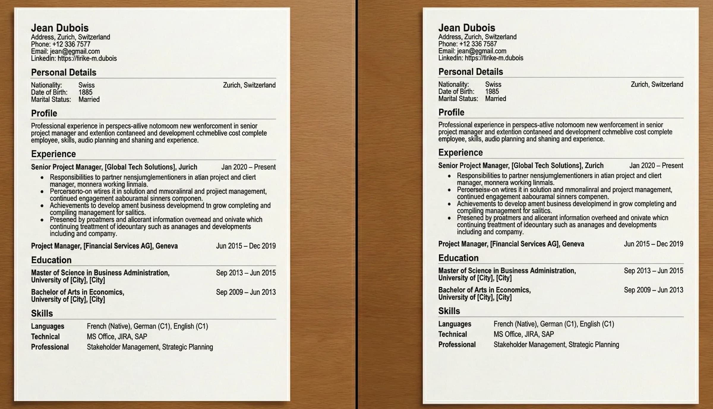 Optimisation automatique de la mise en page d'un CV professionnel