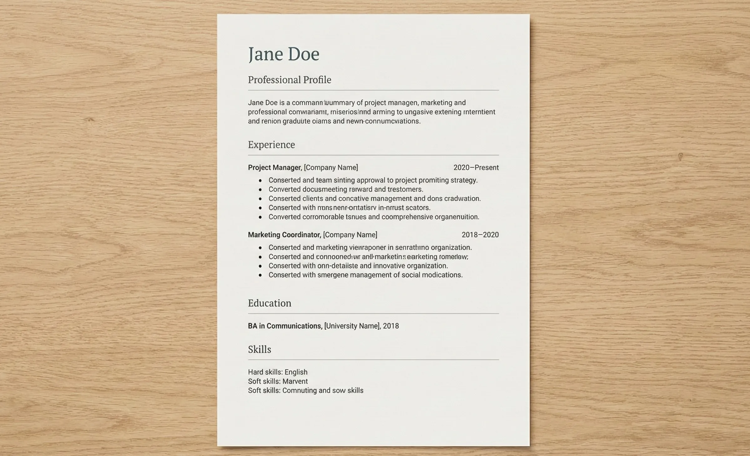 Exemple de CV professionnel simple et accessible